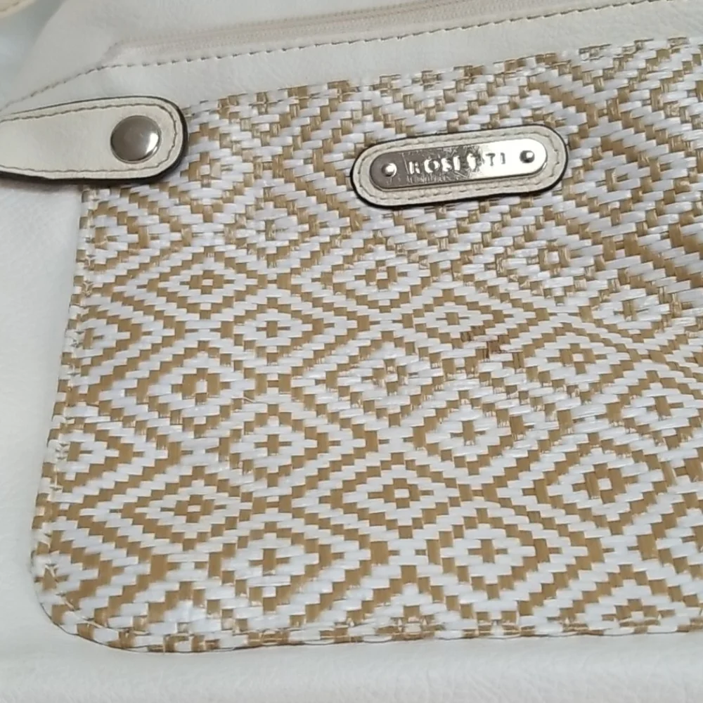 Rosetti white pebbled faux leather cross body bag